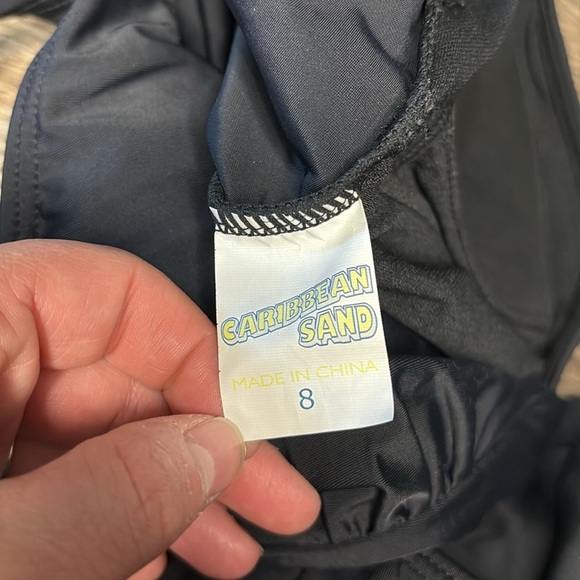 Woman’s Caribbean Sand Black Halter One-Piece Swimsuit size 8 - Picture 4 of 5